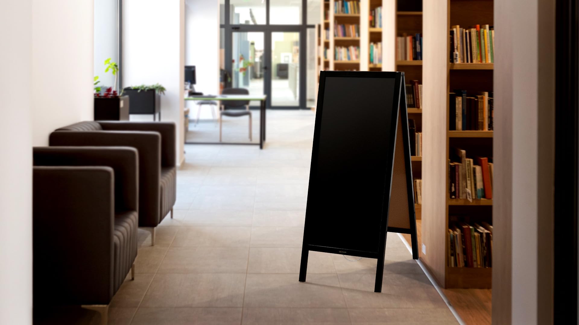 ALLboards Stopper per clienti con telaio in legno nero 150 x 61 cm, lavagna pubblicitaria, espositore per marciapiedi, cavaliere stradale, gesso