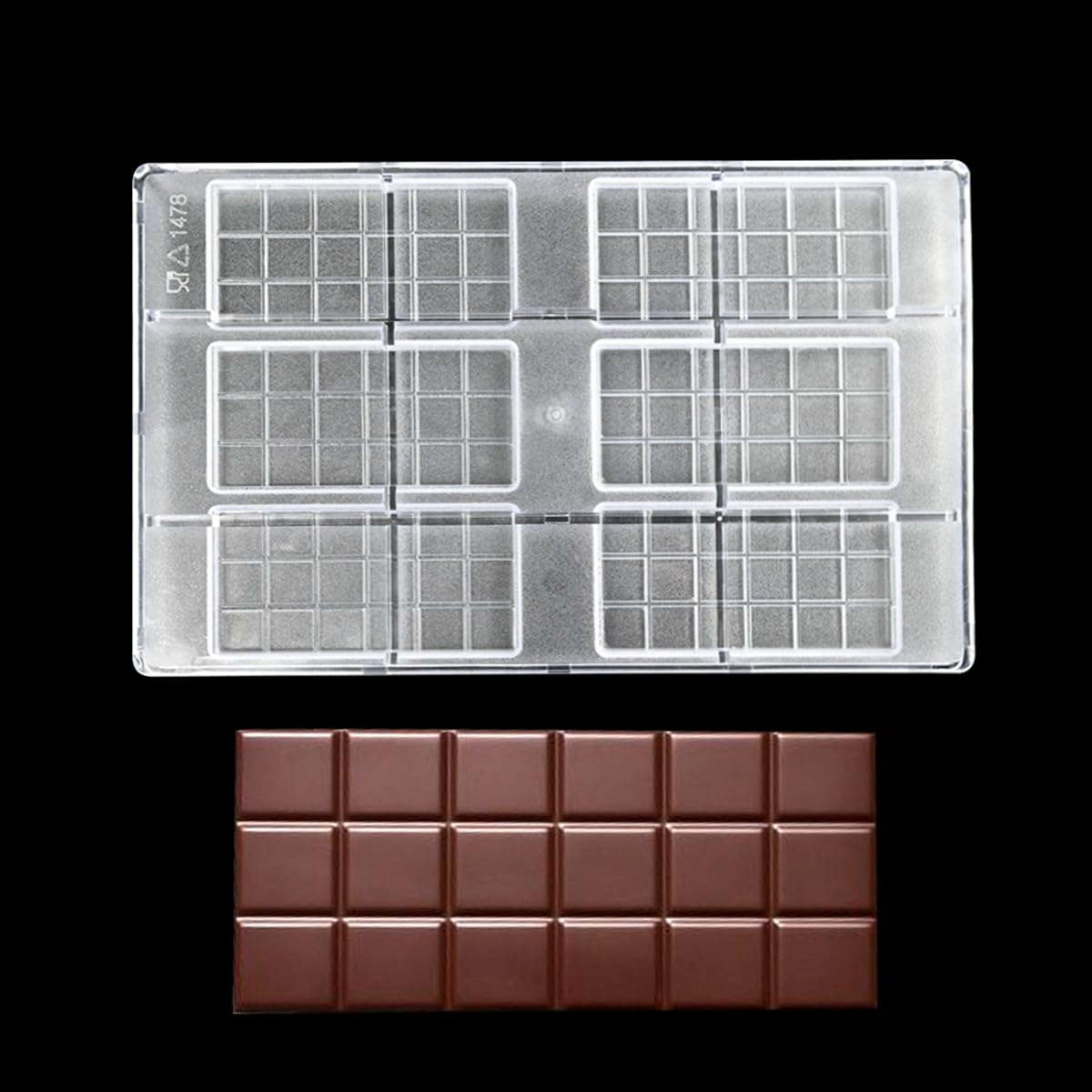 TUKE Moule à chocolat en polycarbonate pour chocolat, bonbons, savon – Outils de cuisson professionnels – Sans BPA, durable et réutilisable (B _ rectangle)