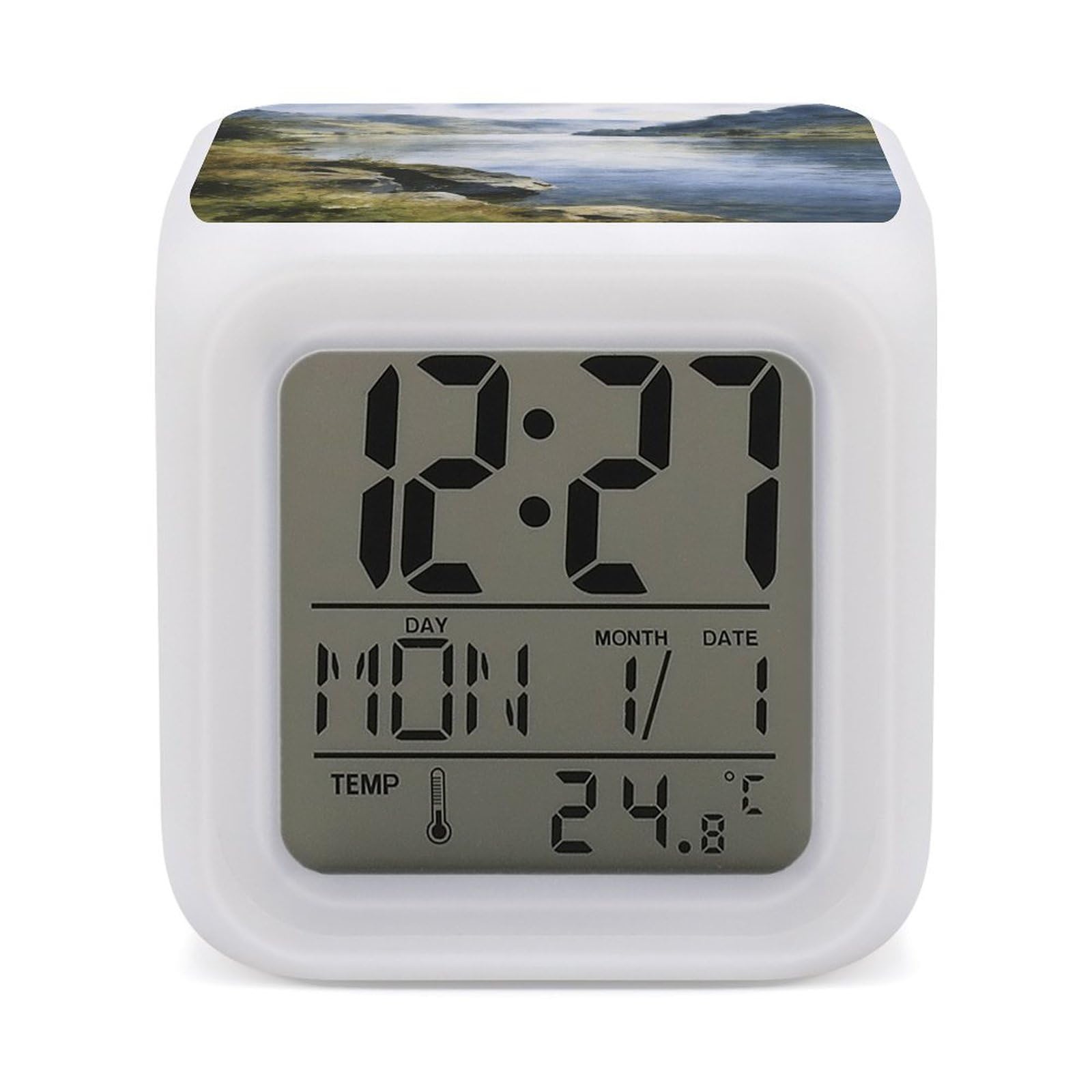 Reloj despertador digital con luz nocturna de 7 colores para dormitorios infantiles