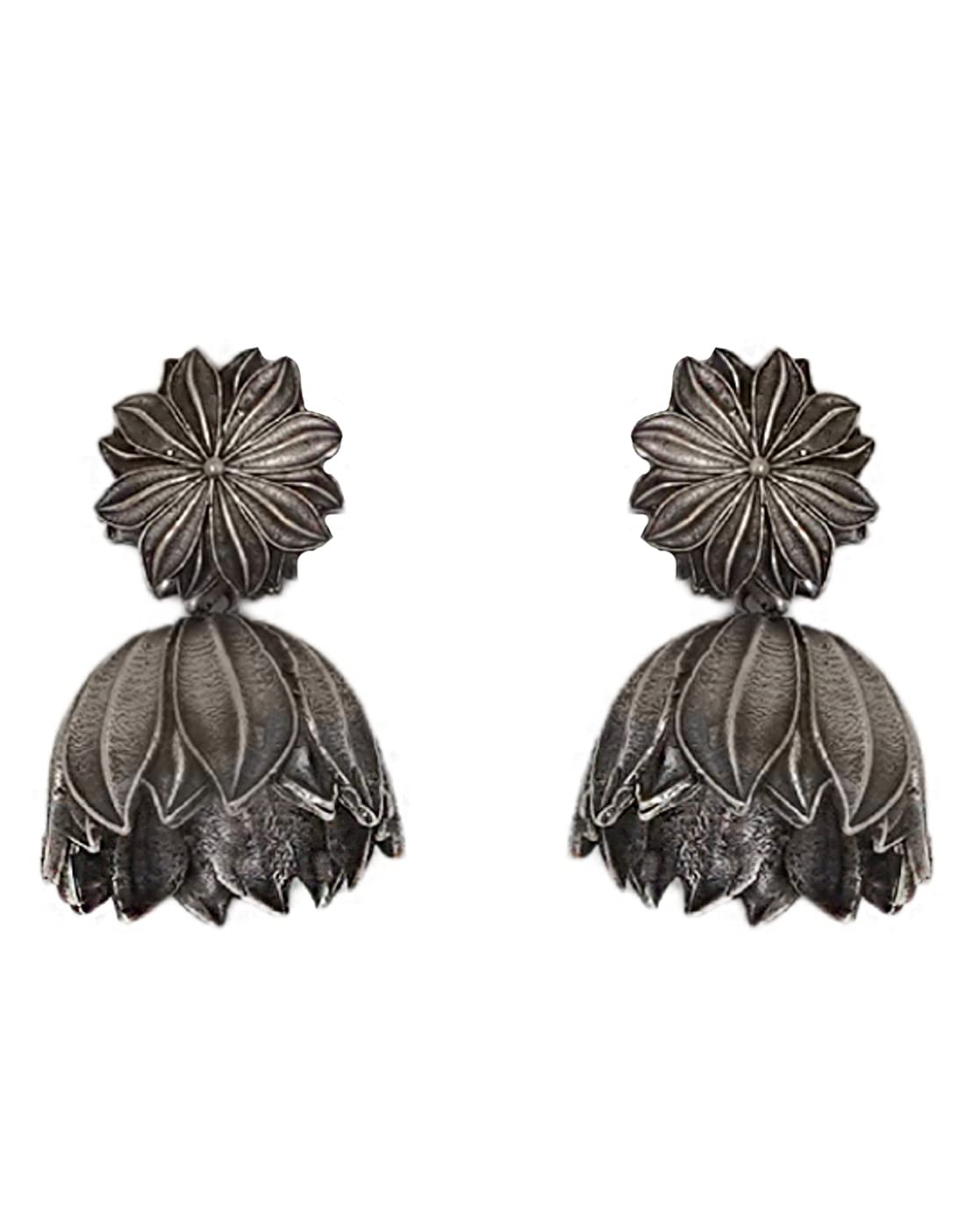 Teejh Vasana Silver Oxidised Floral Earrings For Women (B09J54SRQJ) Amazon Price History, Amazon Price Tracker