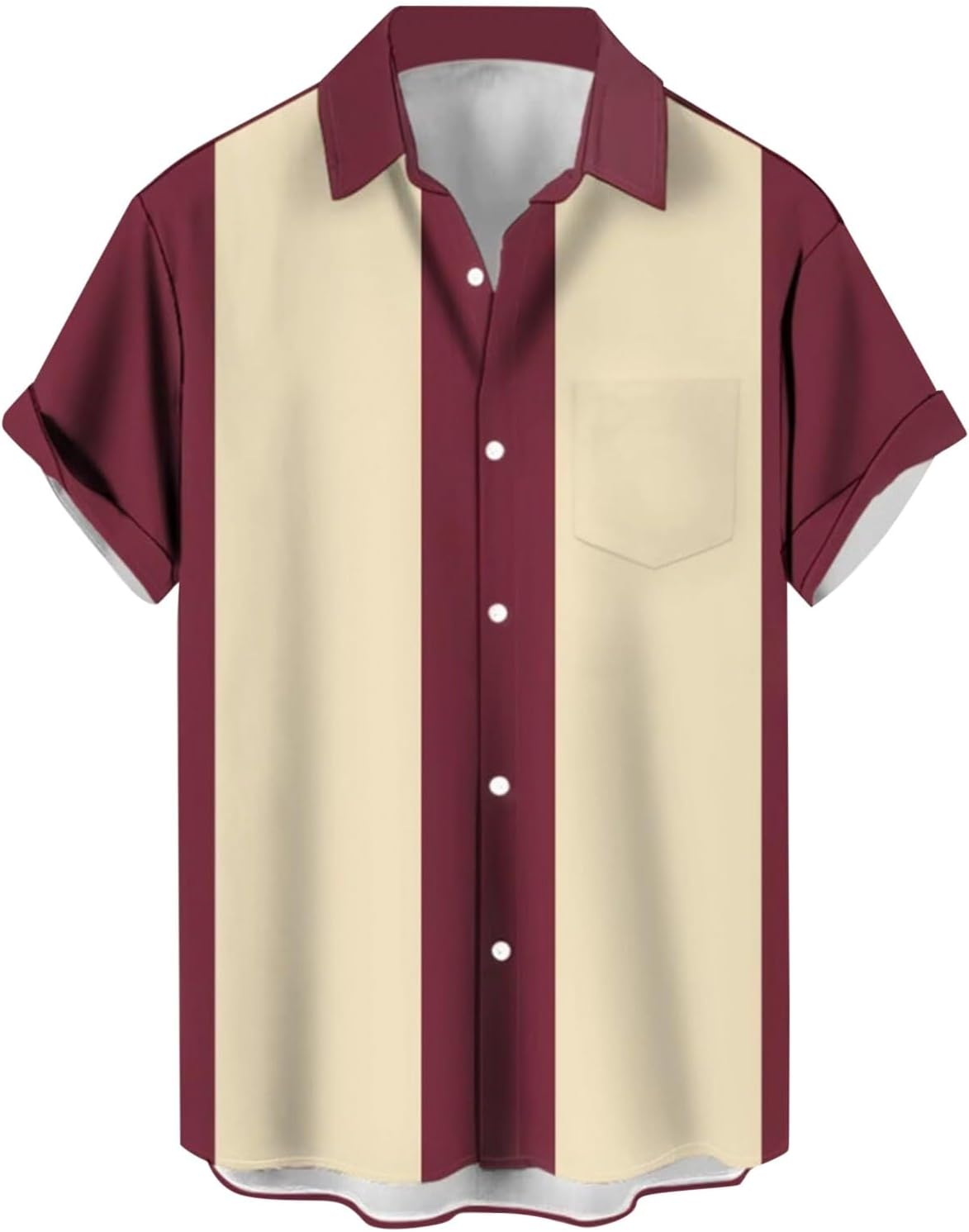 Men's Retro Bowling Shirts Hawaiian Beach Shirt Vintage Printed Chest Pocket Shirt Short Sleeve Casual Button Down