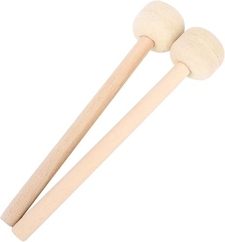 Fockety Instrumento musical, 2 piezas de lana madera tambor palo, peso de cabeza suave para aficionado profesional