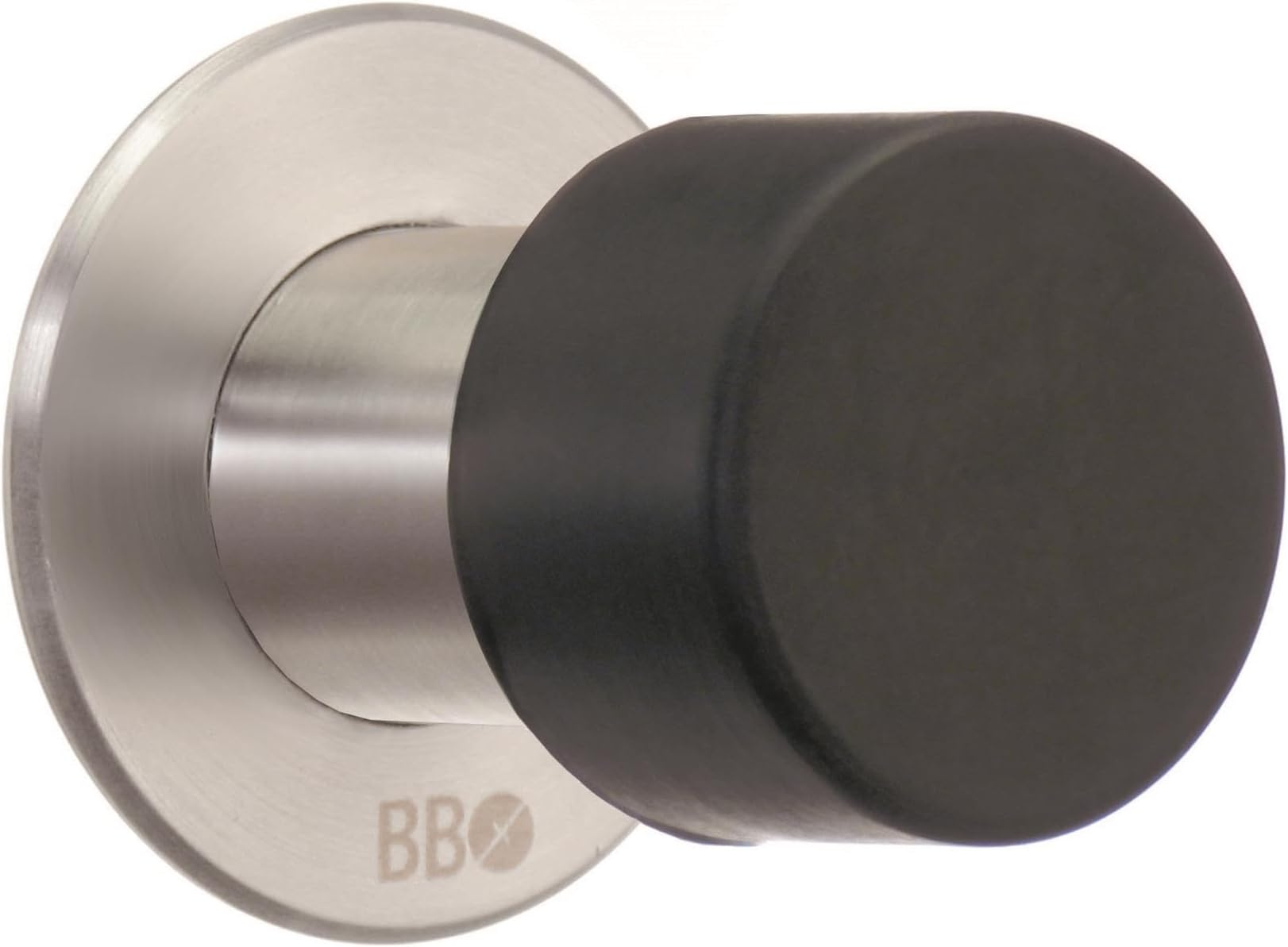 Beslagsboden Door Stop of Brushed Stainless Steel/Rubber, Silver/Black, 45 mm