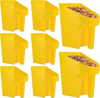 Cedilis 8 Pack Plastic Enclosed Feed Scoop, 2 Quart Heavy Duty Bird Seed Scooper with Handle, Large Scoop for Horse Chicken Goat Livestock Animal Feeding, Stackable, Durable