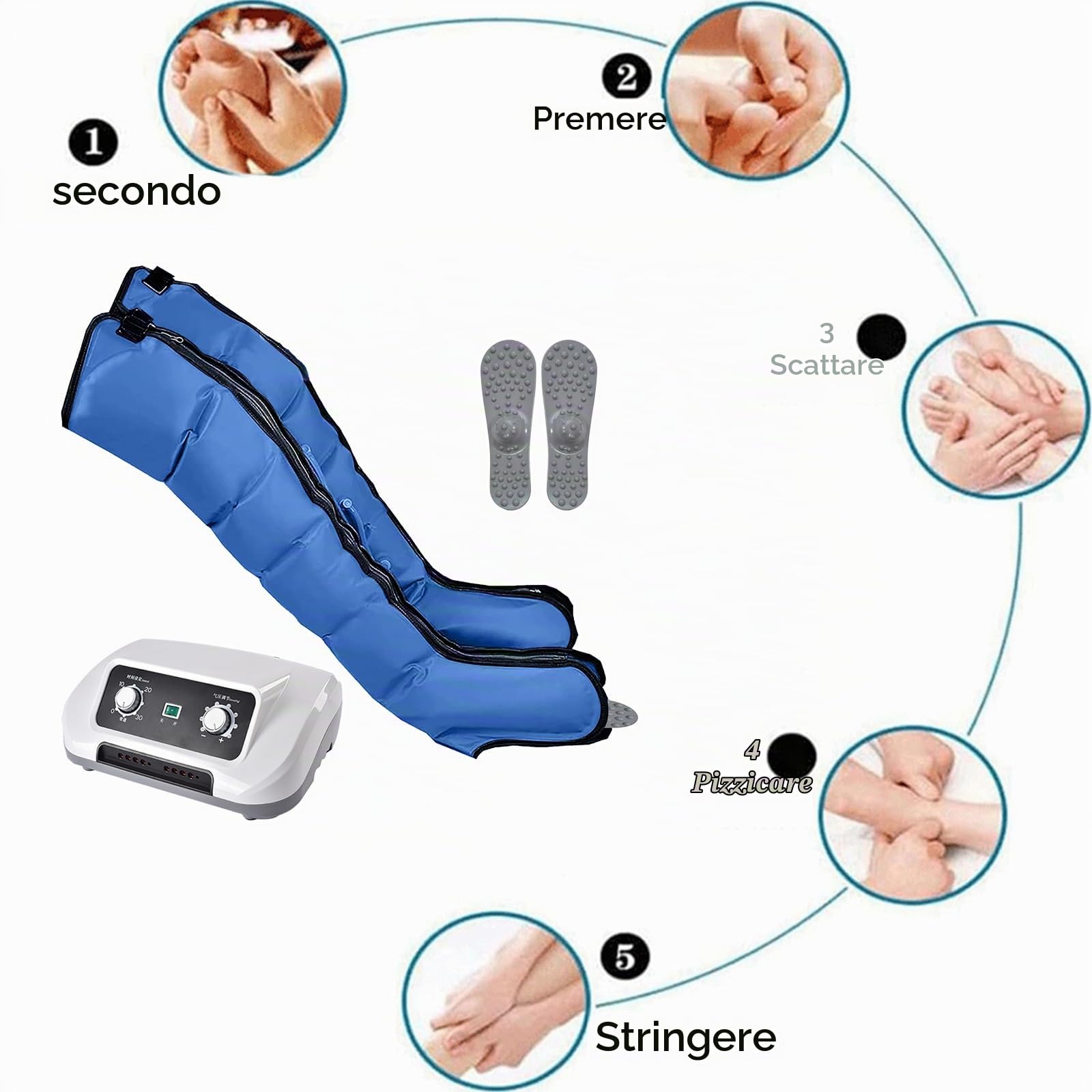 Pressoterapia Linfodrenaggio Gambe | Pressoterapia per Casa Professionale | 6 Camere Apparecchio Pressoterapia Gambe E Addome Braccia Anti Cellulite (Blu, 2 Gambe+1 Addome L)