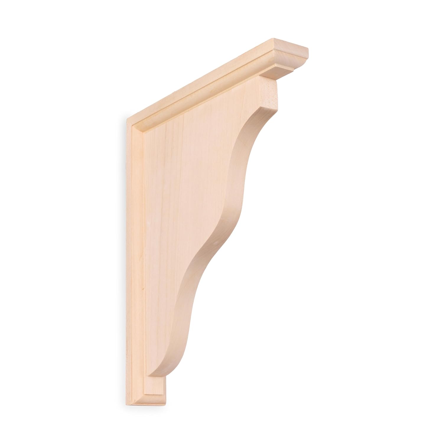 WADDELL Two-Way Corner Bracket (1 Count, 11"H x 9"D x 1½"W) | Unfinished Hardwood Corbel Includes Mounting Hardware | Decorative Bracket for Shelves, Countertops, Mantels | Supports up to 5 Lbs. Each