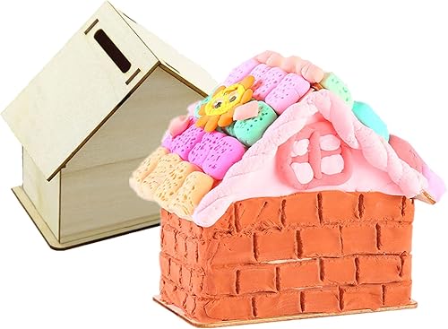 Miniatura 4 de alfyng 6 alcancías de madera para bricolaje, banco de monedas de casa sin terminar, para pintar y decorar kits de manualidades para la casa,