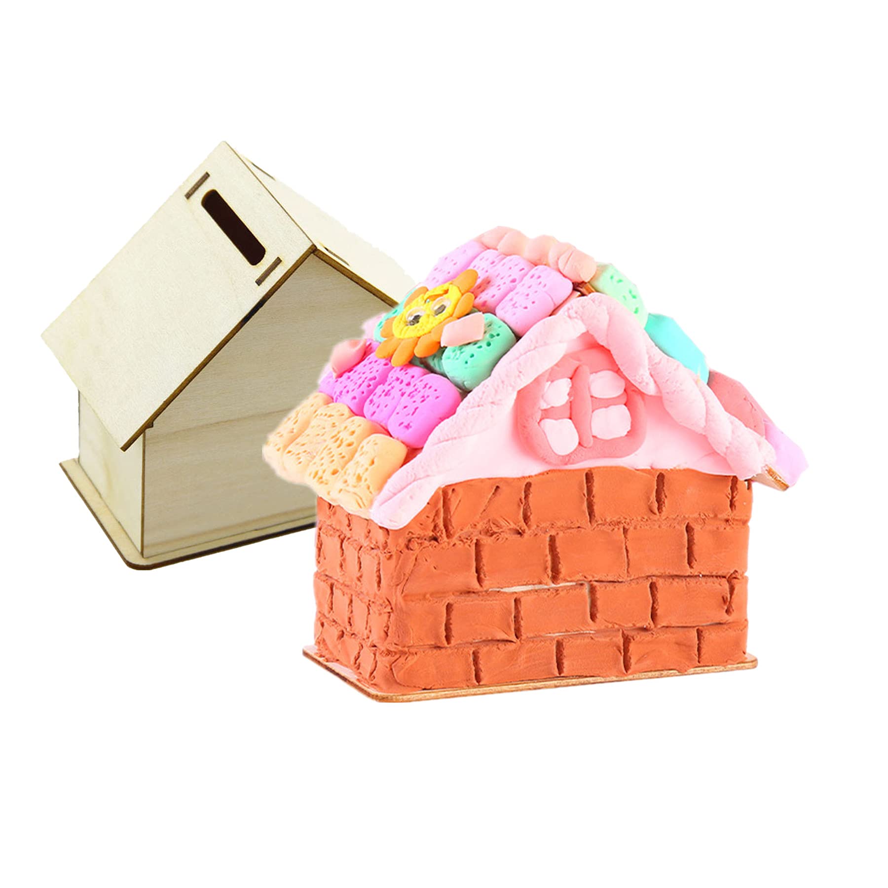 TOYANDONA 3Pcs DIY Piggy Bank Wooden Houses for Crafts Coin Bank tin Coin  Saving jar DIY Wooden Piggy Bank Wooden House Coin Bank Coin Piggy Bank  Hand