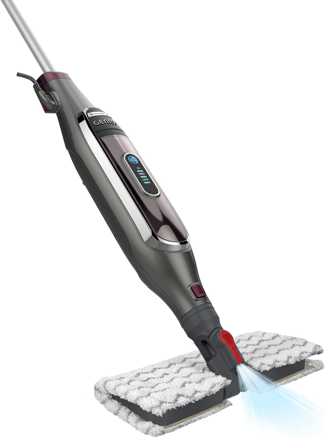 Close-up of Shark S6003C mop head with Steam Blaster activated