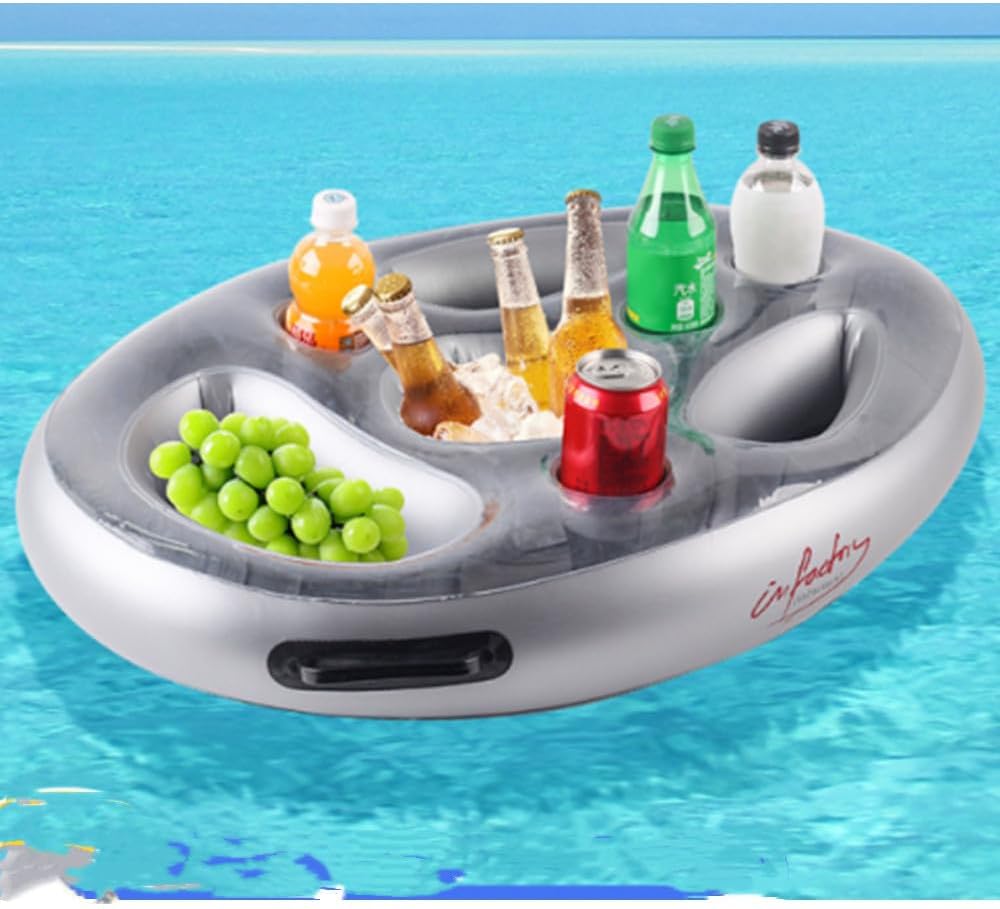 Inflatable Floating Drink Holder with Large Capacity Drink Float for Pools & Hot Tub ，Fun Inflatable Floating Drink Holder for Pool with Cup Holder，Beverage Swimming Pool Table Float for Adults