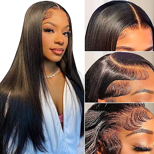 24 Inch Hd Transparent 13X4 Straight Lace Front Wigs Human Hair 150% Density Frontal Wigs Human Hair Hd Lace Pre Plucked Closure Wigs For Black Women Human Hair Glueless Straight Hd Lace Frontal Wigs #TOP17