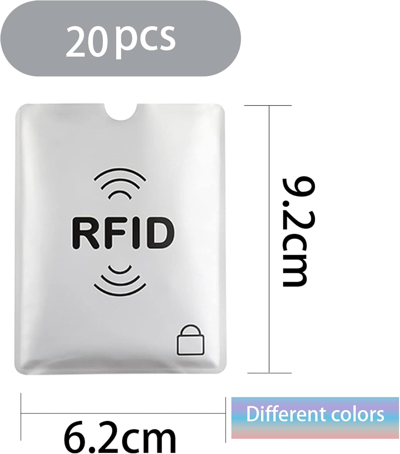 RFID Blocking Sleeves (10 Credit Card Protector Holders in 10 Colors), Identity Theft Protection Secure Sleeve for Credit Cards, Debit Card 20PCS