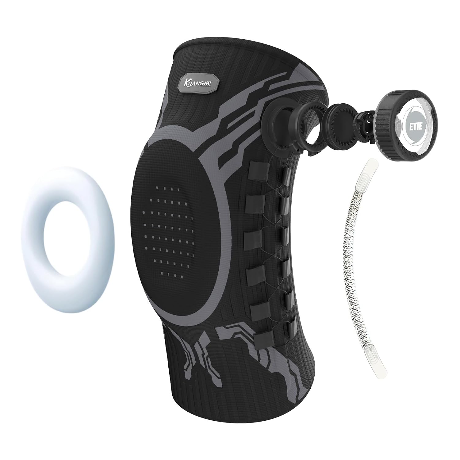 Kuangmi Knob Knee Brace for Pain Relief, Knee Support with Patella Gel Pad & Side Stabilizers, Compression Knee Sleeve for Workout, Arthritis, Joint Pain, Meniscus Tear (Black,Left,Large,Single)