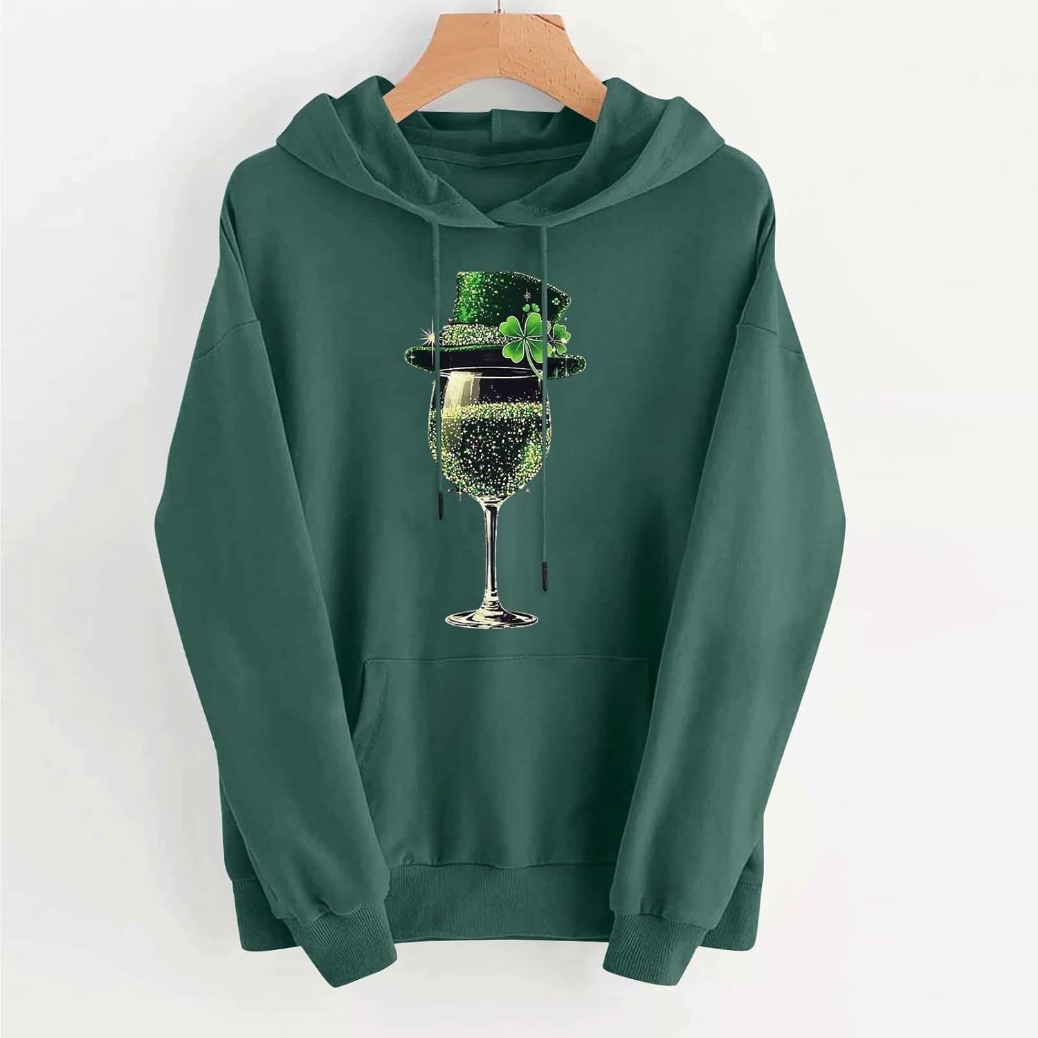 St Patricks Day Sweatshirt Women Heart Hoodie Irish Shamrock Holiday Hooded Pullover Sweatshirts with Pockets - Image 4