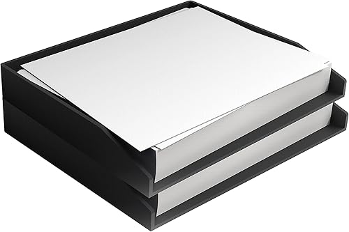 Staples TRU RED - Bandejas de plástico apilables con carga lateral, color negro, 4 cajas (TR55289-CCVS)