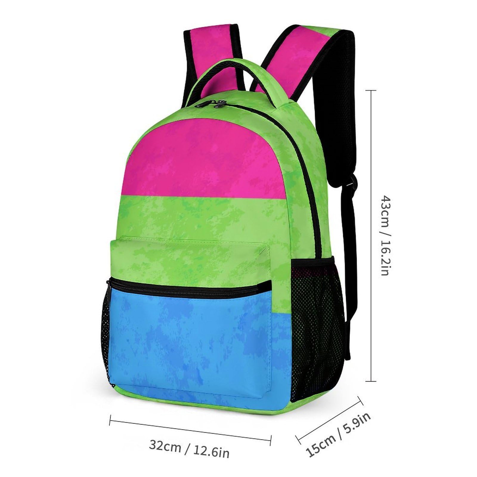 Ensemble sac à dos avec boîte à lunch, trousse de maquillage, sac à dos, drapeau de la fierté polysexuelle et sac de rangement