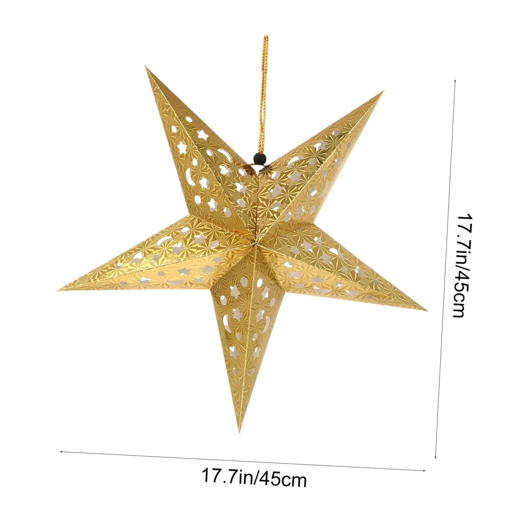 HOMSFOU 5Pcs Golden Hanging Lamp Shades for Party Decoration Wedding Birthday Decor for Fairy Lights String Lights Durable Star Shaped Design