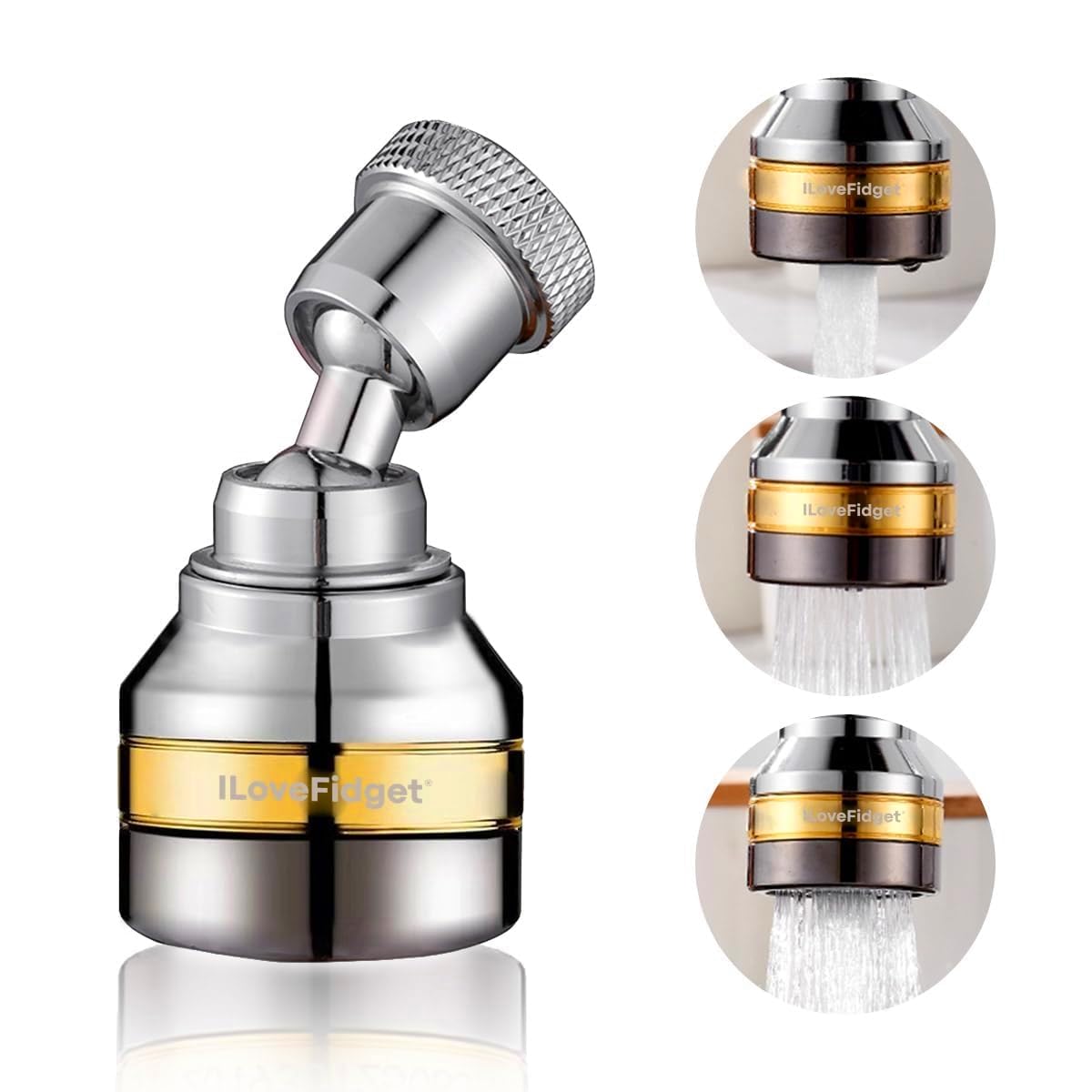 Kitchen Faucet Spray Head, Solid Brass,ABS and Stainless Steel, 360 Degree Rotatable Aerator – 3 Flow Mode Adjustable, High Pressure Booster, Anti-Splash, Water Saving Faucet Sink