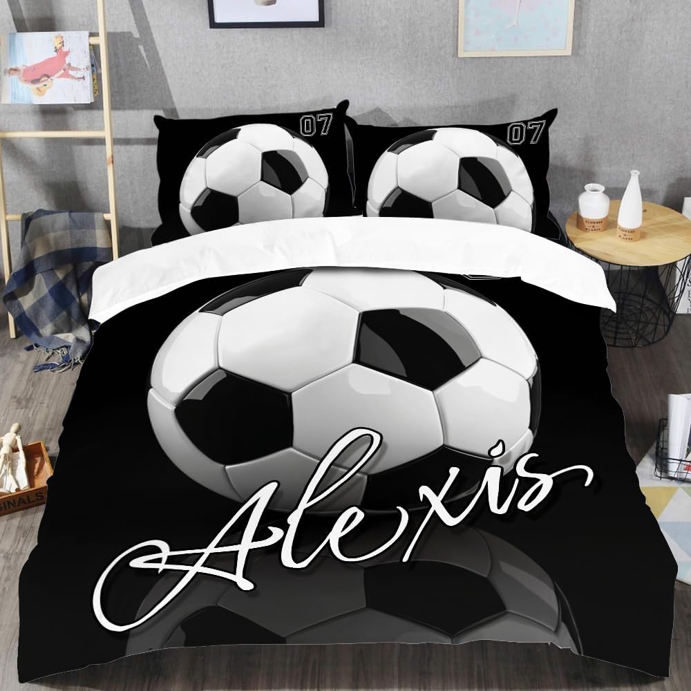 Customize Football Bedding Set - Full Comforter, Twin Size, Boys' Soccer Team Gift, Multi-sizes