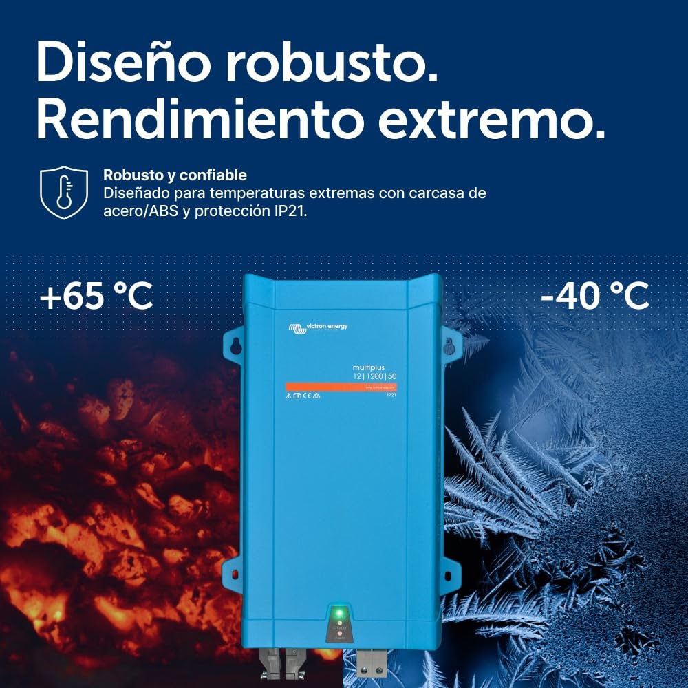 Victron Energy MultiPlus 1200VA 12-Voltios 230V Inversor de Onda sinusoidal Pura 50 amperios Cargador de batería