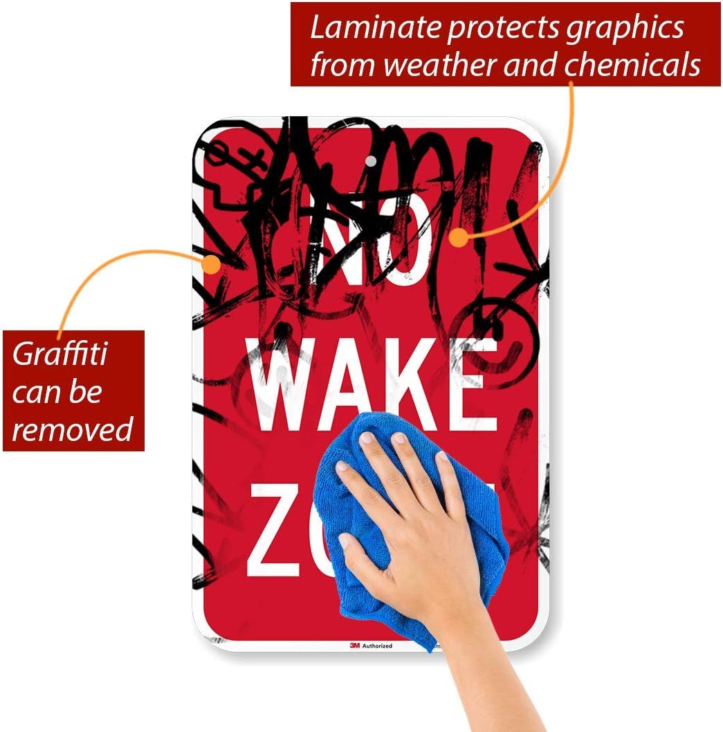 "No Wake Zone" Sign By SmartSign | 12" x 18" 3M Diamond Grade Reflective Aluminum