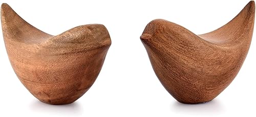 Miniatura 2 de NIRMAN Juego de estatuas de pájaros de madera de acacia, decoración del hogar, escultura de pájaro para sala de estar, baño, oficina, estilo