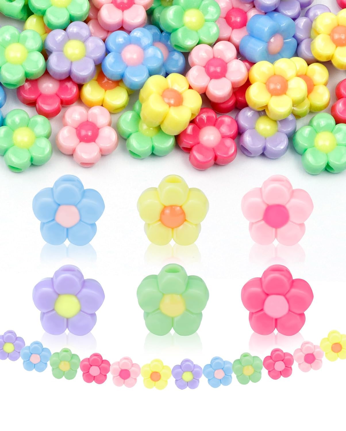 UCLEVER 200pcs Acrylic Blossom Flower Beads, Sakura Floral Bead Caps Charms for Bracelets, Necklaces & DIY Jewelry Making (Opaque Acrylic)