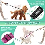 SlowTon Double Dog Leash Coupler, No Tangle 360° Swivel Dual Leashes for Walking 2 Dogs, Adjustable Length Reflective Splitter Leash for Training, Small, Medium & Large Two Dogs(Black&Fuchsia)
