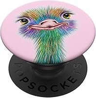 Vista 1 de Ostrich Bird Ostriches Emus Avestruz Ave on Pink - PopSockets Grip and Stand for Phones and Tablets