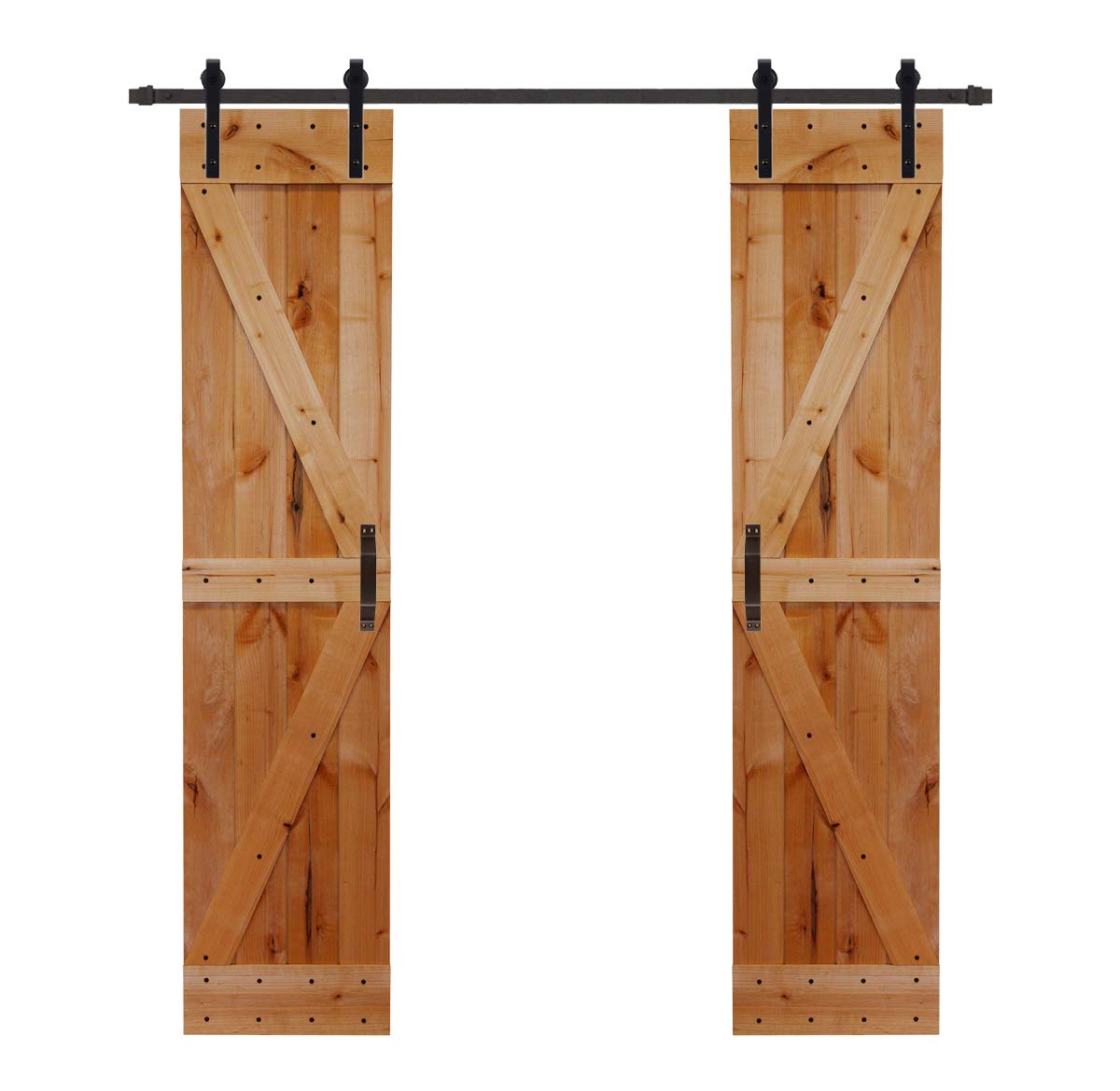 LUBANN Rustic Hardwood Barn Door Unfinished Knotty Alder Solid Wood