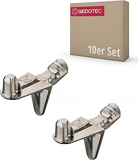 Gedotec Fachbodenträger Holz-Boden Winkel-Regal-Bodenträger Ø 5 mm Regalstütze für Möbel - FIX PRO | Regalboden-Träger Stahl vernickelt | Stift mit Steckzapfen | 10 Stück - Regalstift zum Einstecken