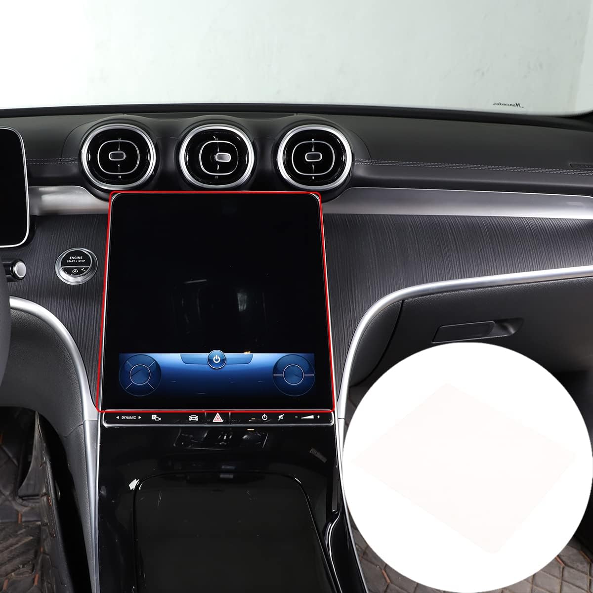 TINKI Car Dashboard Tempered Film Compatible for Mercedes-Benz W206 C-Class C200 C300 2022 2023 Navigation Screen Tempered Film Interior Accessories (Toughened Glass, For Navigation Screen)