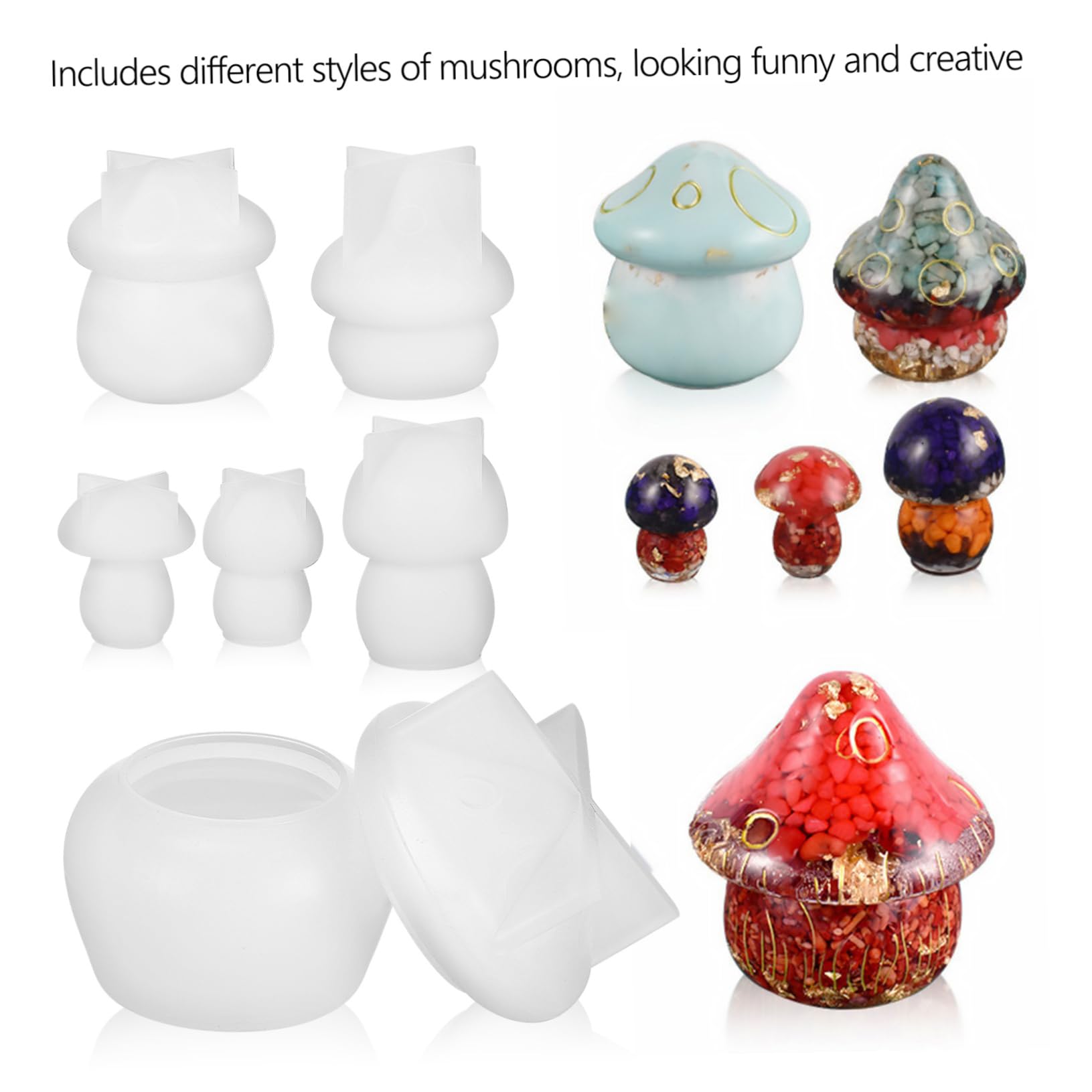 jojofuny 2 Set Stampo Silicone Per Barattoli Forma Fungo Per Creazioni Diy E Epoxy Per Decorazioni E Conservazione Piccoli 5 Pezzi*2