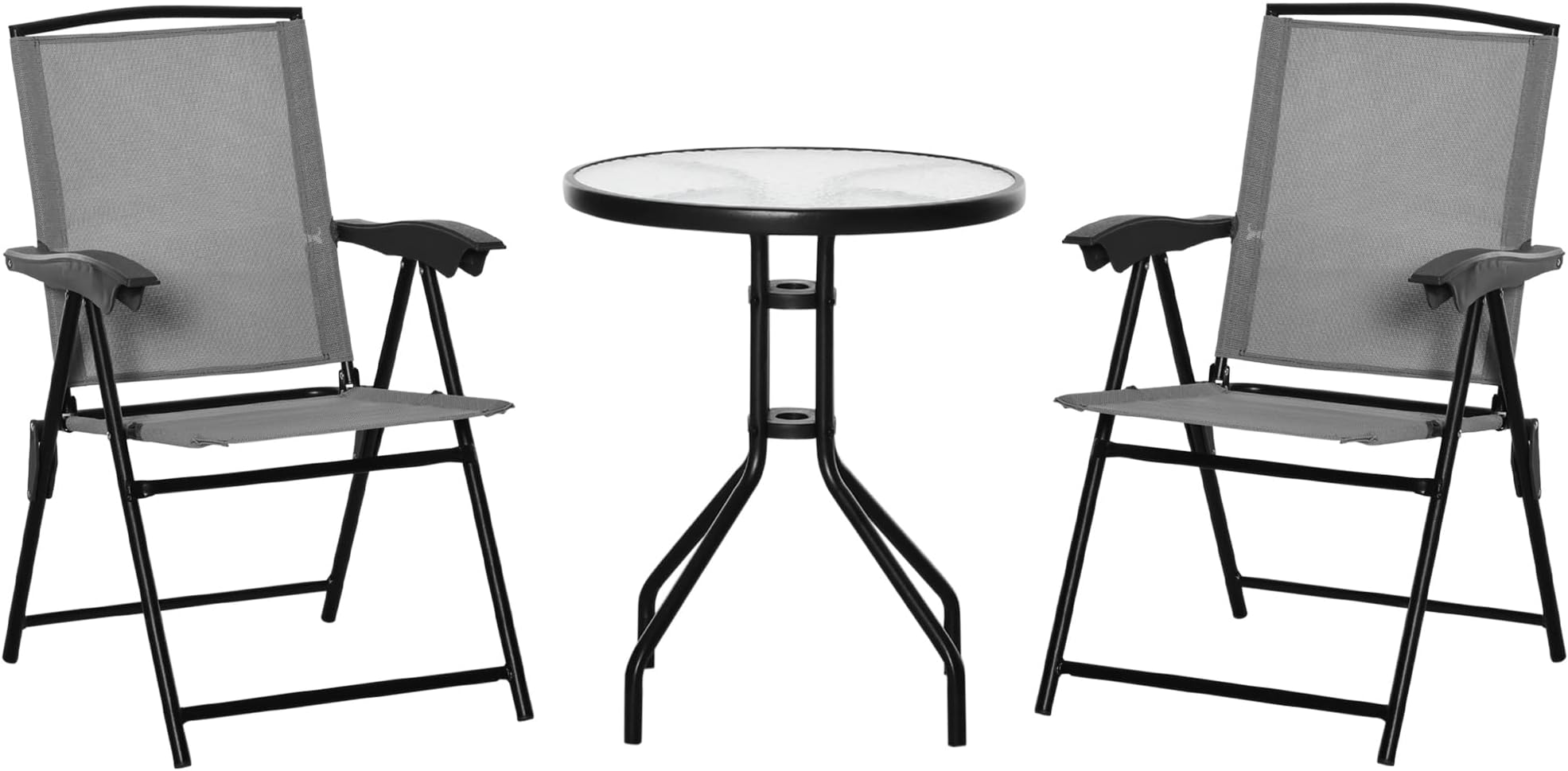 Black Rattan Garden Set 2 x Black Rattan Chairs & 1 Square Glass