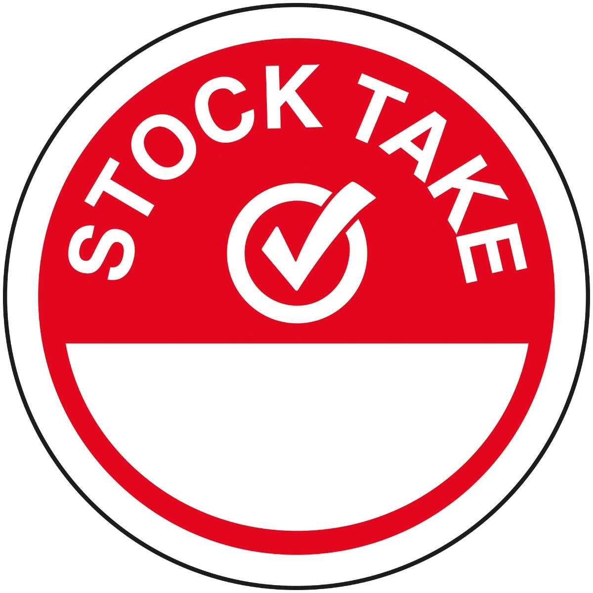 V Safety Stock Take Write On Red Sticker - 50mm Diameter (Roll of 250)
