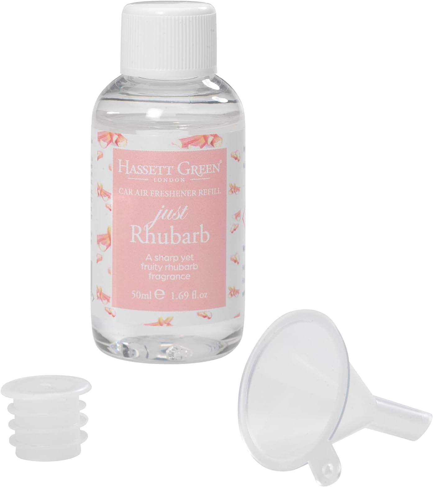 Hassett Green London - Just Rhubarb - Car Air Freshener Refill 50ml Bottle - Suitable for Refilling Wooden Top, Board & Felt Pad Car Fresheners