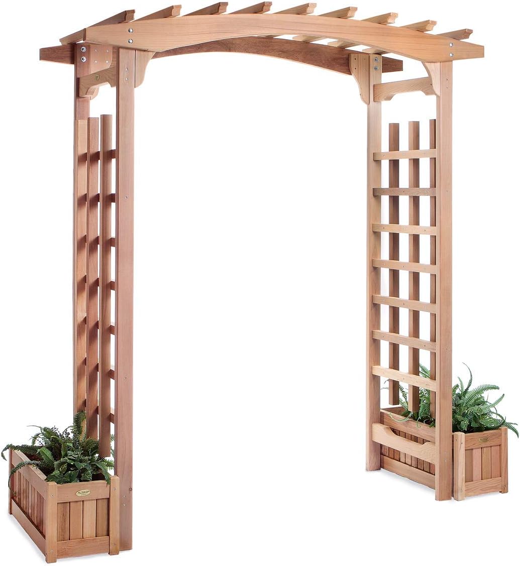 All Things Cedar PA96Set 6ft Cedar Garden Pagoda Arbor with Side
