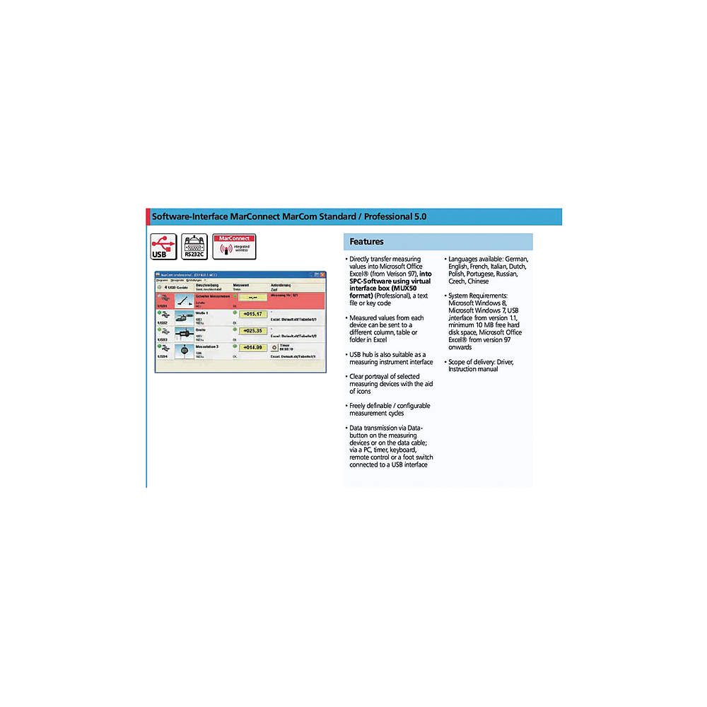 Mahr Federal 4102212 MARCOM Professional 5.0 Software, 127 USB, 32 Wireless, 2-RS-232 COM