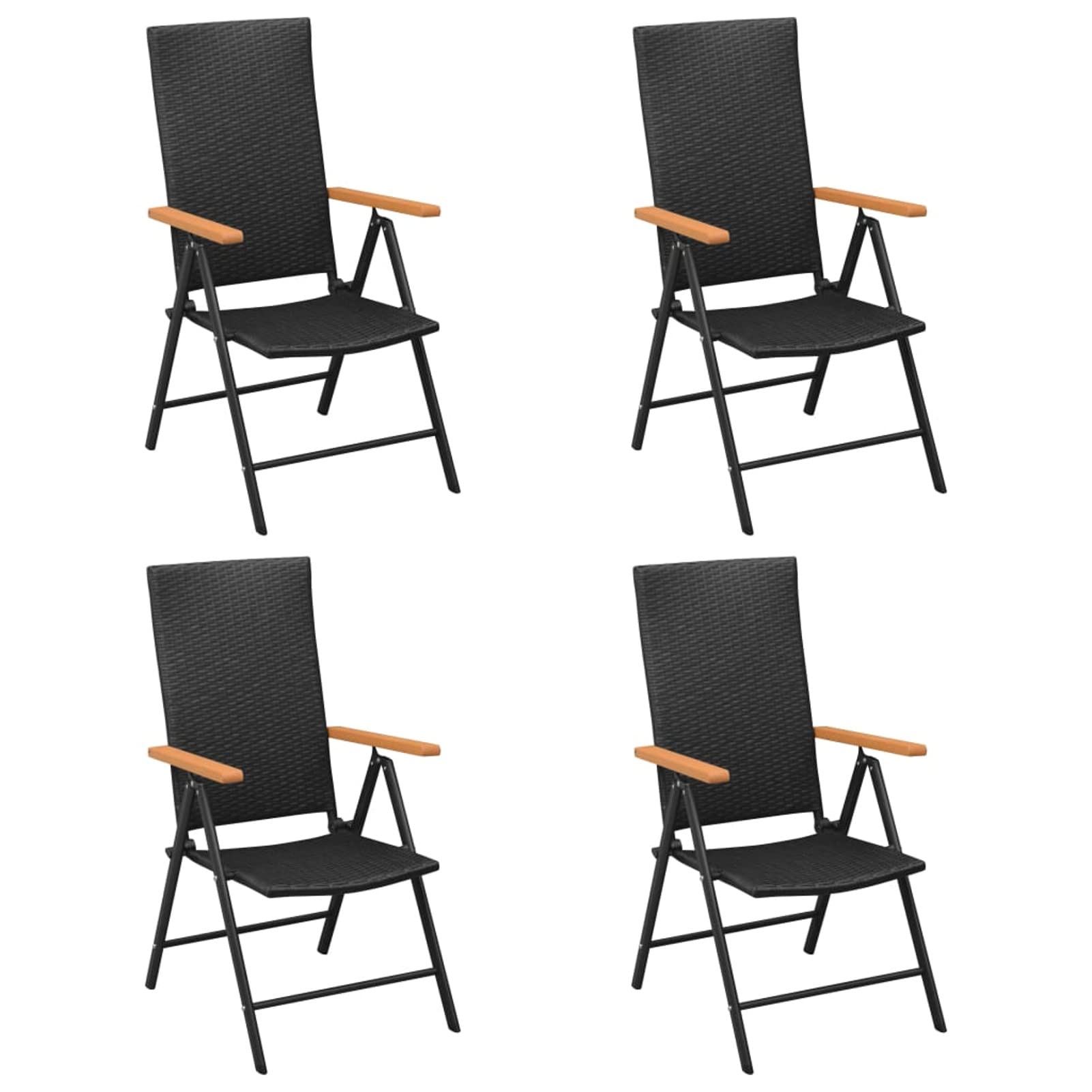 Homgoday Juego de muebles de jardín de 5 piezas, juego de muebles de jardín, muebles de jardín, mesa de jardín con silla, muebles de balcón, juego de comedor, juego de jardín, color negro y marrón #2