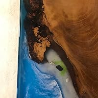 Vista 119 de Mesa de epoxi transparente, mesa de sofá con forma cuadrada, mesa auxiliar de resina de madera, mesa de centro de madera con borde natural para sala