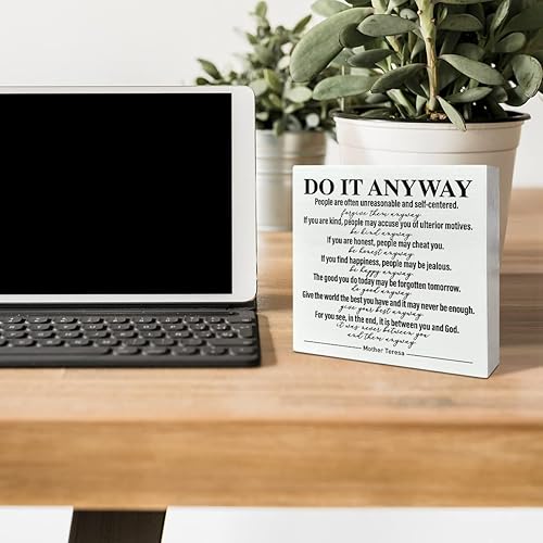 Miniatura 3 de Caja de madera para oficina en casa, decoración de escritorio con citas inspiradoras para mujeres, hombres, estudiantes, terapeuta, oficina, aula,