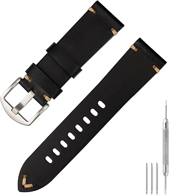 Leather Watch Band 20mm 22mm - Fast Release Old Fashioned Genuine Watch Strap for Men & Women, Top Grain Leather