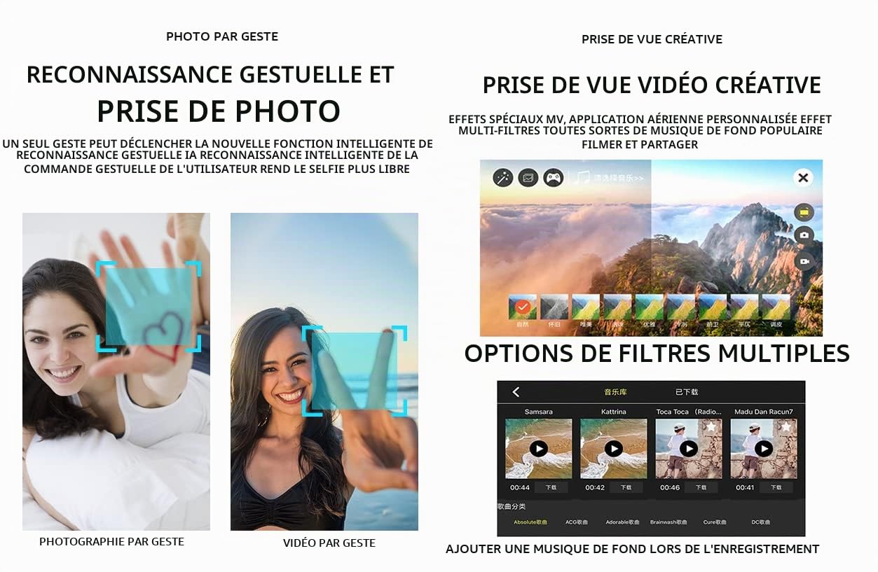 Drone avec Caméra 1080P,Drone Enfant avec Deux Caméras,Drones Radiocommandés FPV,Contrôle en Un Clic,Mode sans Tête,Maintien en Hauteur,18-22 Minutes de Vol,Cadeau pour Enfants et Adultes