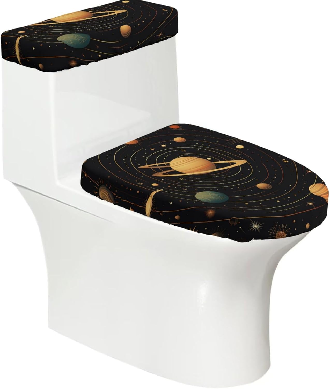 2 Pcs Toilet Lid Cover and Toilet Tank Lid Cover, Washable Toilet Cover with Elastic Bottom Replacement Soft Stretch Toilet Seat Cover Set Skull on white background Bathroom Decor