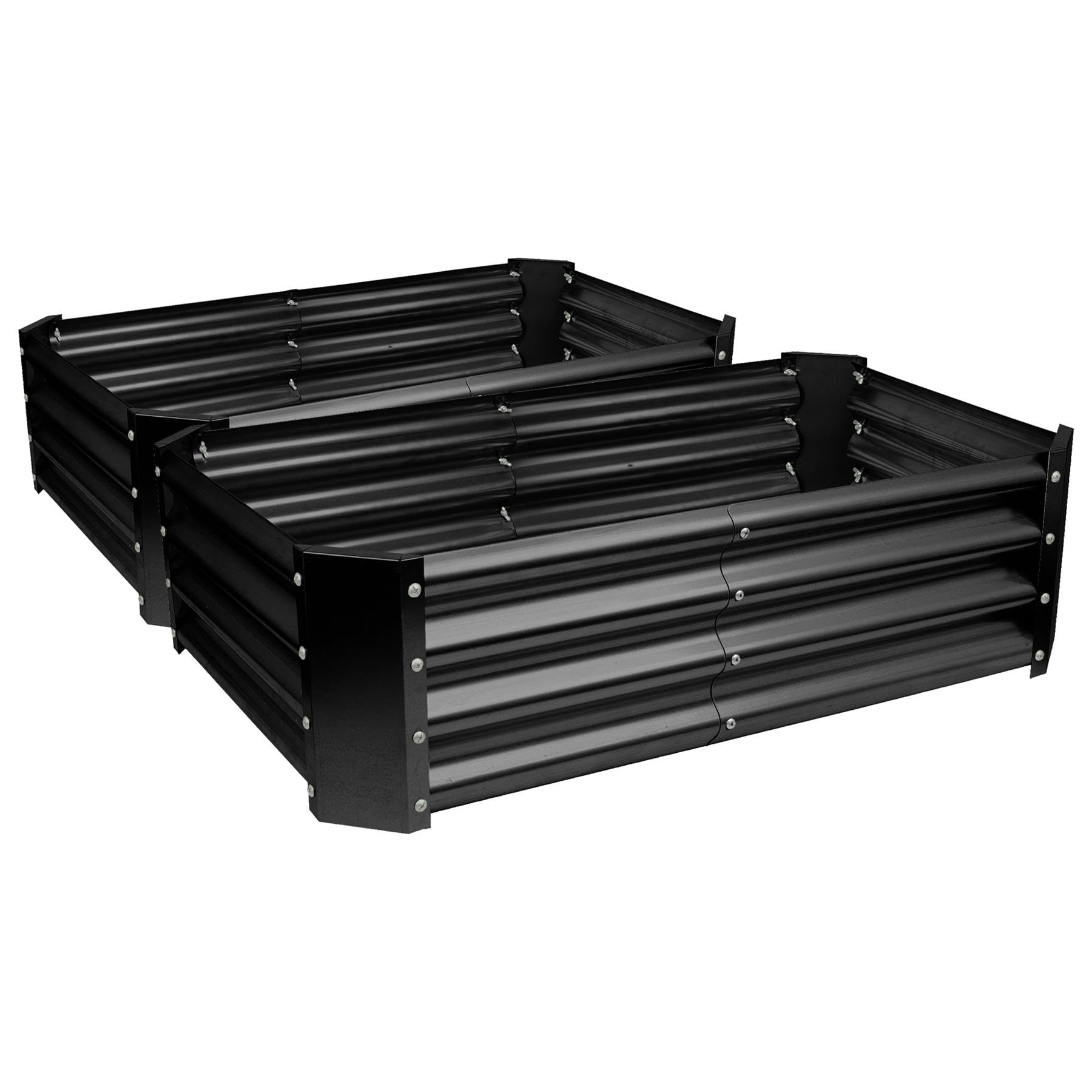 Harbour Housewares Rectangular Galvanised Steel Raised Garden Bed in Anthracite, 120 x 60cm, 2 Pack