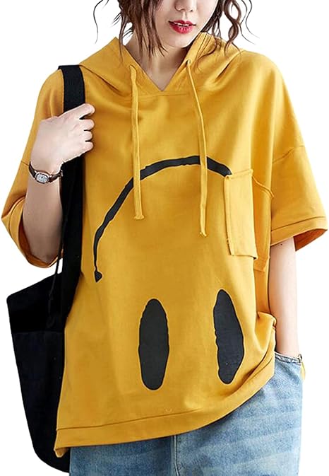 Amazon Odfmce パーカー レディース 夏 半袖 Tシャツ ゆったり 綿 薄手 おしゃれ 大きいサイズ トレーナー パーカー 通販