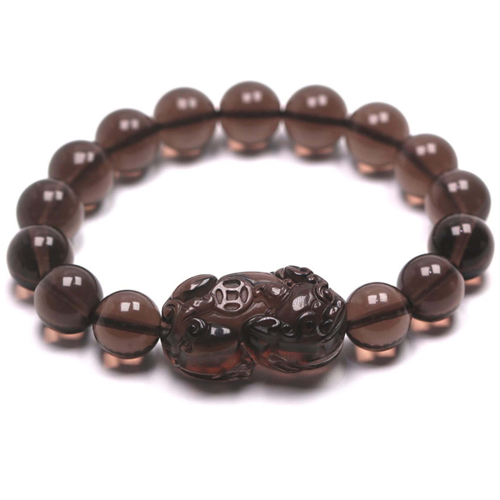 Nzpost Pixiu Black Obsidian Bracelet,Natural Black Obsidian Gemstone Energy Bracelet Protection Piyao Buddha Be