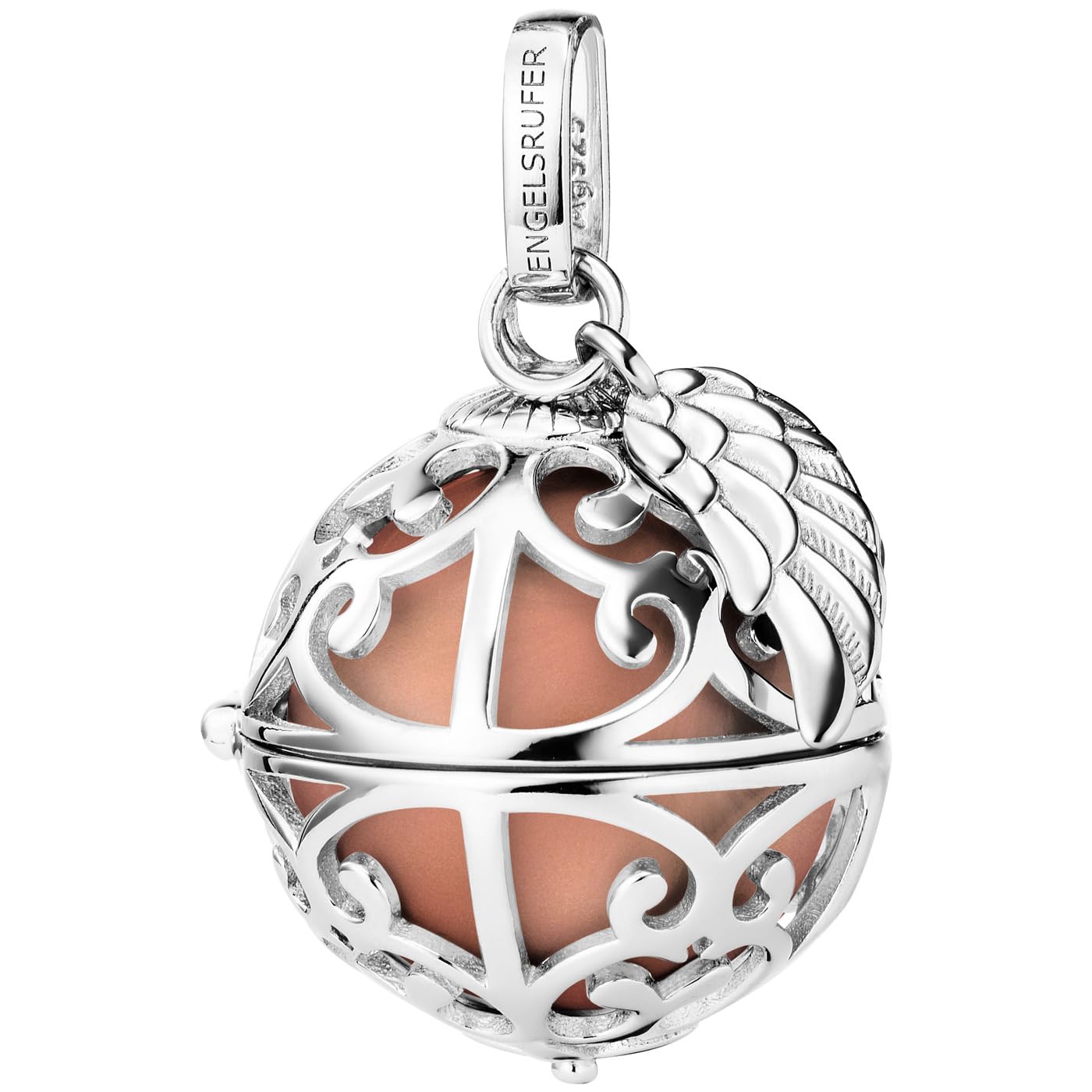 Engelsrufer Damen Anhänger für Halskette mit Flügel aus Sterling Silber mit austauschbarer Klangkugel M in der Farbe Rosé, nickelfrei, Größe: 19,5 cm, ER-23-16-M