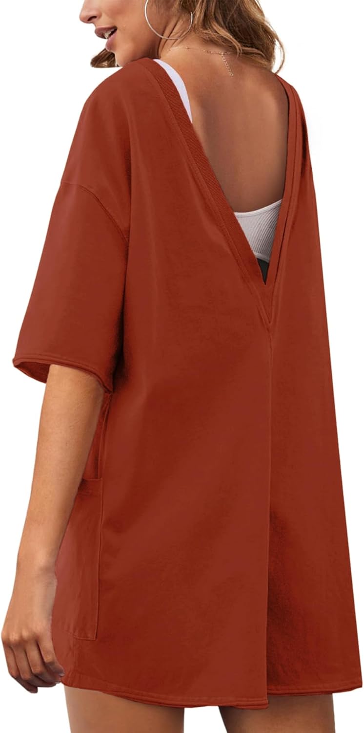 Rompers for Women Athletic Workout Hot Shot Tee Romper Casual Oversized Jumpsuits Overalls - Image 2