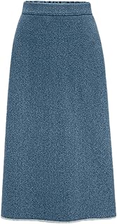 Women Wool Tweed Skirt Midi Skirt Winter Vintage High Waist Slim Hip Ski...